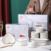 Bowl household Internet celebrity tableware plate 2024 new ceramic eating bowl bowl dish bowl chopsticks bowl set combination
