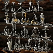 Ax Necklace Pendant Valknut Stainless Steel Mens Valknut