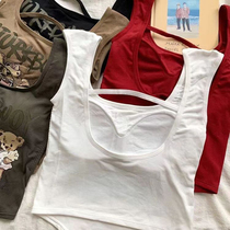 Fat MM extra large size 300 pounds American cartoon printed short camisole for women to wear outside with chest pad and inner top 2