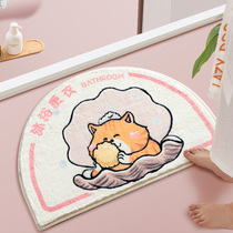 Semicircular bathroom absorbent floor mat bathroom non-slip mat home cute carpet door mat entrance toilet door mat