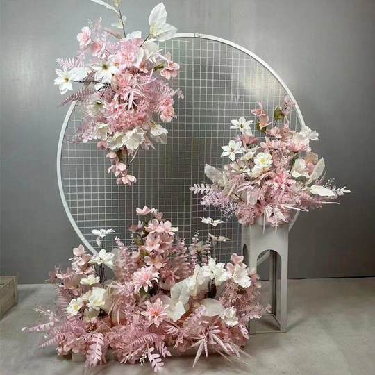 Искусственные цветочные композиции для свадьбы, цветочные композиции для прохода, декор для сцены свадебного зала, подвесные цветы на железном каркасе, цветочное оформление окон