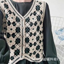 New retro style embroidered flower knitted vest for women Korean style fashionable crocheted hollow vest that can be worn outside with a small cardigan