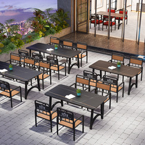 Outdoor wrought iron table and chairs courtyard outdoor leisure dining table garden open-air balcony food stall barbecue shop table and chair combination
