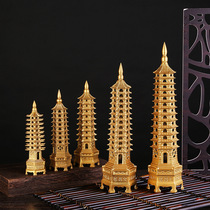 Pure 20cm nine-story Wenchang Tower study room desk decoration step by step nine-story tower handicraft ornaments