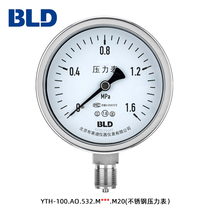 Brady YTH-100 stainless steel pressure gauge radial 1 6 grade high temperature resistant one-piece welded outer card high temperature resistant