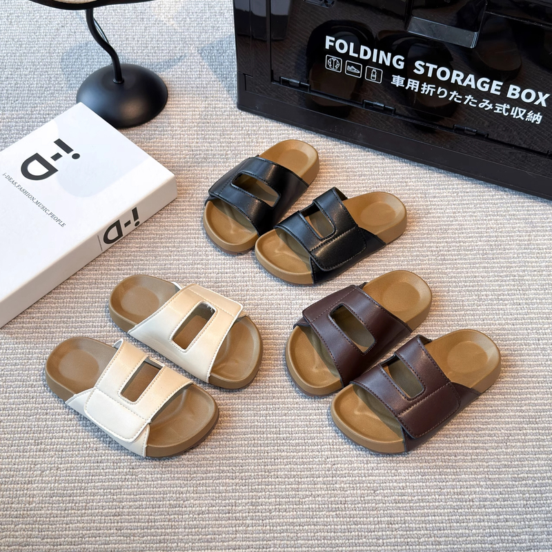 French Uamtor Children's Birkenstock-Style Sandals with Fashionable Velcro Straps, Soft Sole, Non-Slip, Summer Slippers