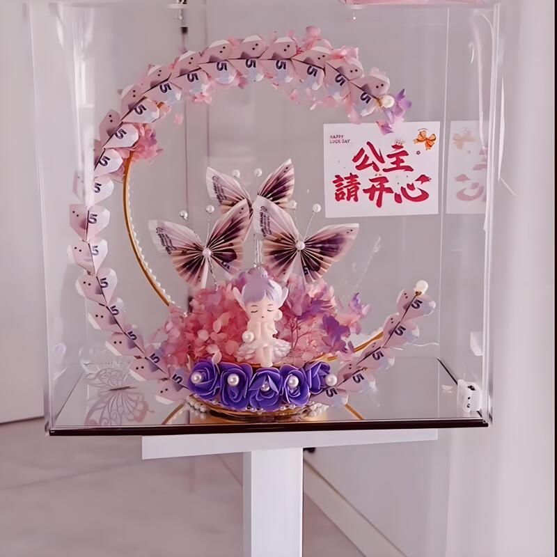 Moon Has Money to Spend DIY Craft Material Kit Xiaohongshu Popular 520 Valentine's Day Birthday Gift Acrylic Flower Box