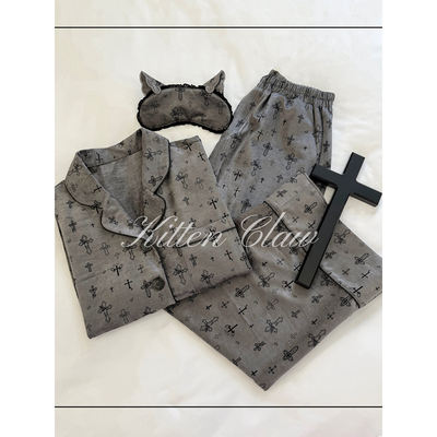 KittenClaw Dream Cross Angel Cat Ear Pajama Set for Chenier Spring, Autumn and Winter, suitable for wearing as outerwear