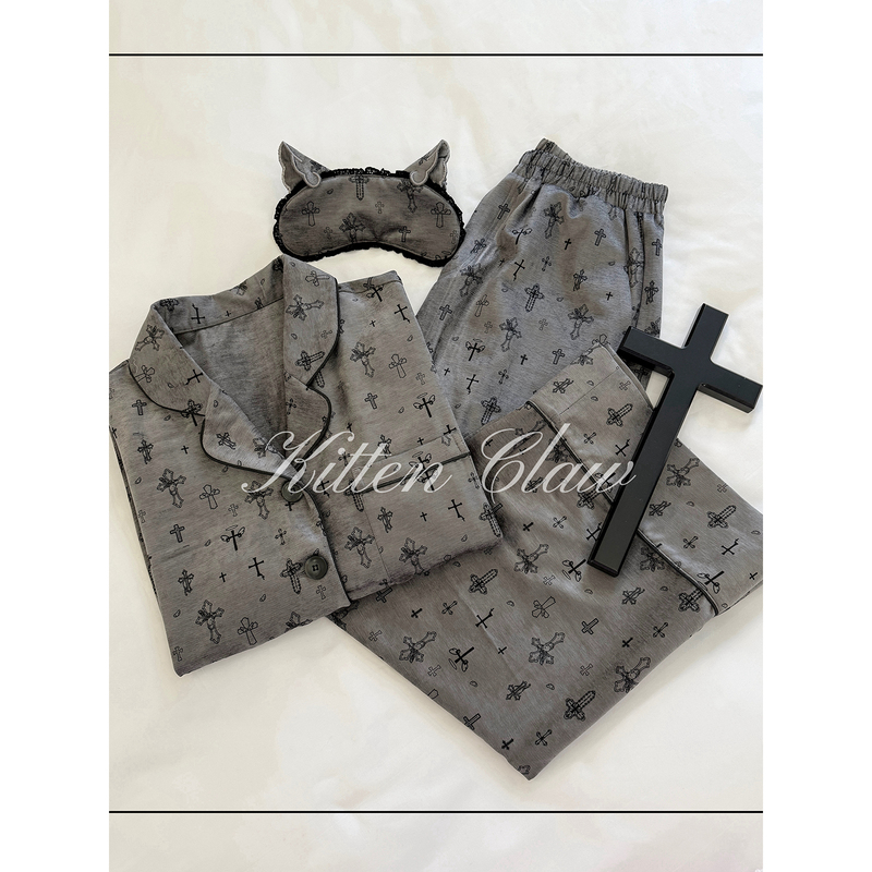 Kittenclaw Dream Cross Angel Cat Ear Pajama Set Chenille Spring, Autumn, and Winter Wearable Homewear