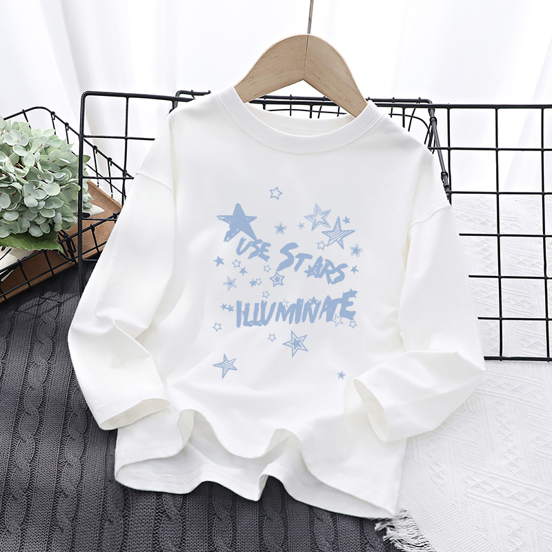 Pure Cotton White Long-Sleeved T-Shirt for Girls, 2026 New Autumn Style, Medium and Large Children's Fleece-Lined Base Shirt, Children's Clothing Pure Cotton White Long-Sleeved T-Shirt for Girls, 2026 New Autumn Style, Medium and Large Children's Fleece-Lined Base Shirt, Children's Clothing