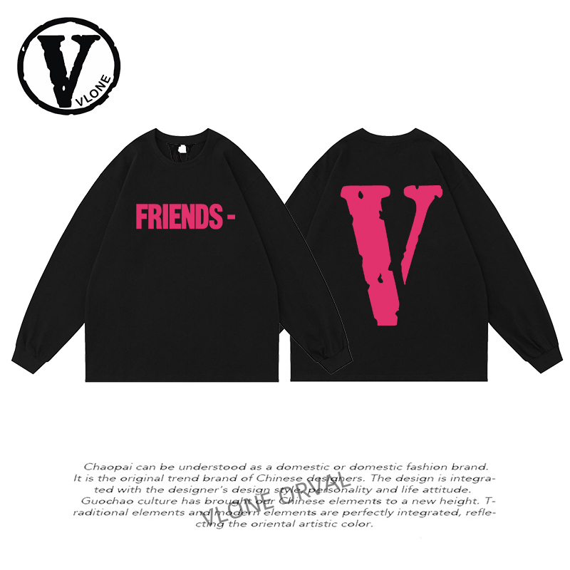Authentic Vlone Orval Solid Color Long-Sleeve T-Shirt, Pure Cotton, Couple Style, Celebrity Style, Trendy Street Brand, New Summer Collection Authentic Vlone Orval Solid Color Long-Sleeve T-Shirt, Pure Cotton, Couple Style, Celebrity Style, Trendy Street Brand, New Summer Collection