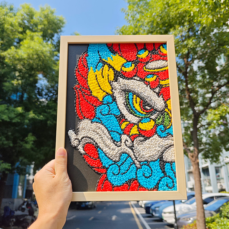 Intangible Cultural Heritage Handmade DIY Grain Collage Art Bean Material Kit Traditional Culture Lion Dance Chinese Style Rice Painting Intangible Cultural Heritage Handmade DIY Grain Collage Art Bean Material Kit Traditional Culture Lion Dance Chinese Style Rice Painting