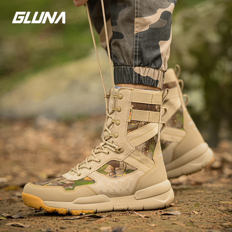 Gluna Outdoor Hiking and Mountaineering Shoes for Men and Women, Waterproof and Non-Slip Climbing Boots, Lightweight Desert Boots