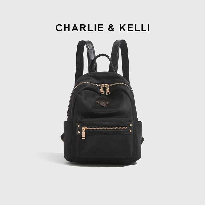 Official Website C&K Flagship Store Women's Bags 2026 New Model Black Simple Backpack Versatile Commuter Backpack School Bag