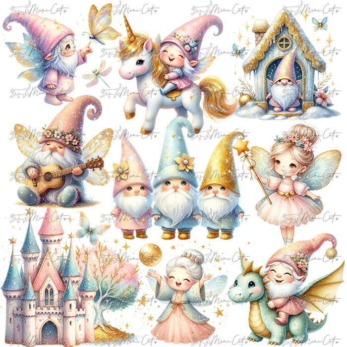 Cartoon Fairy Tale Fantasy Sequin Glitter Elf Fairy Dwarf Journal Scrapbook Illustration Png Design Material
