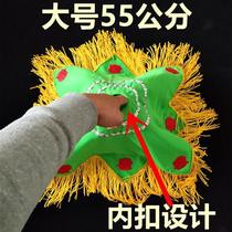 New large yangko tassel handkerchief duet performance square dance performance gauze and linen tassel octagonal scarf fan