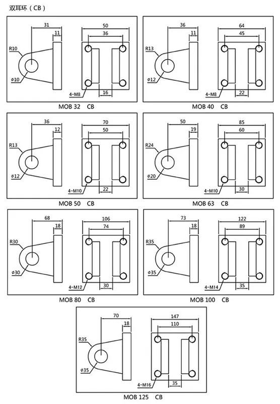 Xi lanh thủy lực MOD-L/MOB32/40/63/80/125*100-50 có thể điều chỉnh trục đầu ra kép có nam châm