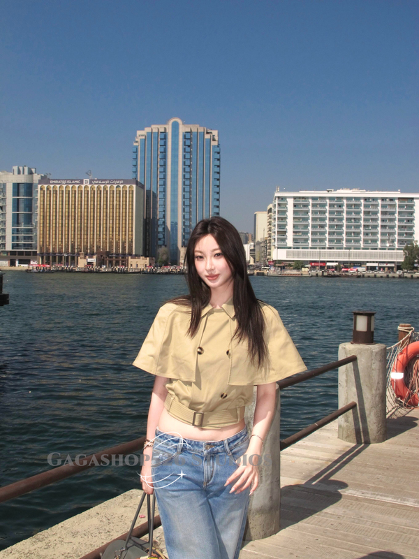 Now~ Restore the Original Fabric, the Same Style as Zhan Zhan, a Chic Detachable Cape Trench Coat Jacket in Khaki/Navy Blue