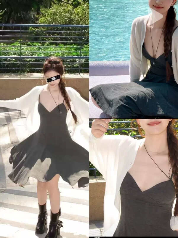 Order Placement/Teng Jie's Same Style F*X Afternoon Stretch Series - Lithe Flexible Spaghetti Strap Dress Irregular Long Dress