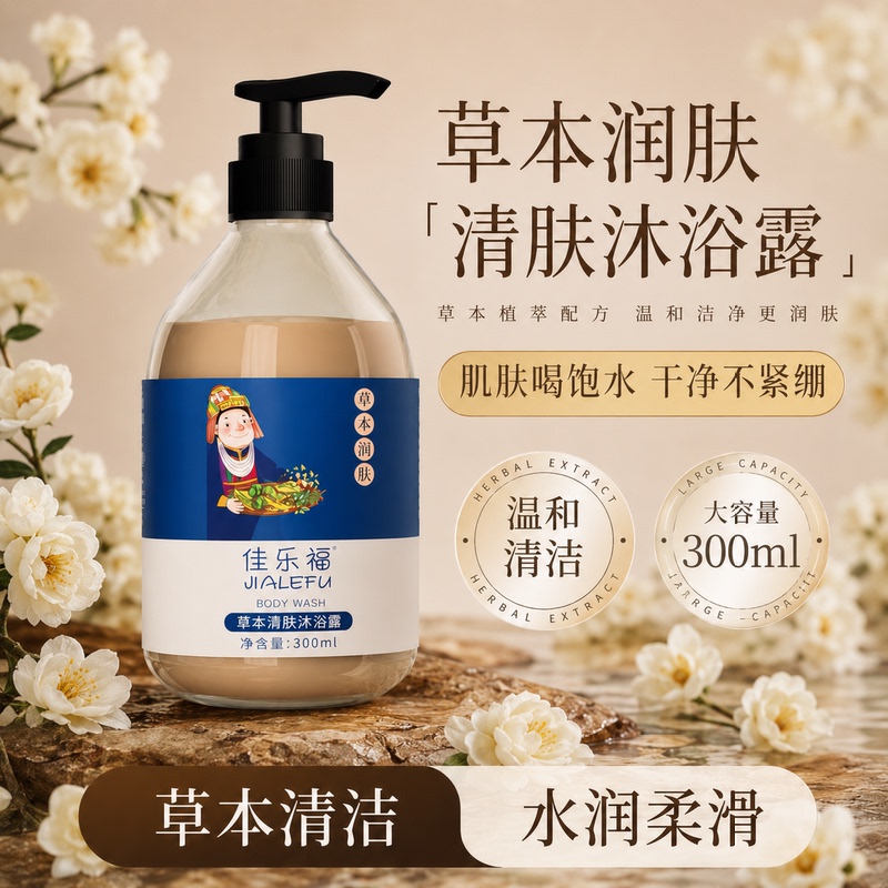 Tv Shopping Jialefu Anti-Itch Shower Gel Moisturizing and Cleansing Official Authentic Herbal Plant Shower Gel