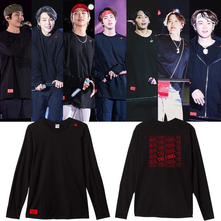 Korean Authentic Bts Bangtan Boys Concert-Style Long-Sleeve T-Shirt, Stage Outfit Merchandise for Men and Women