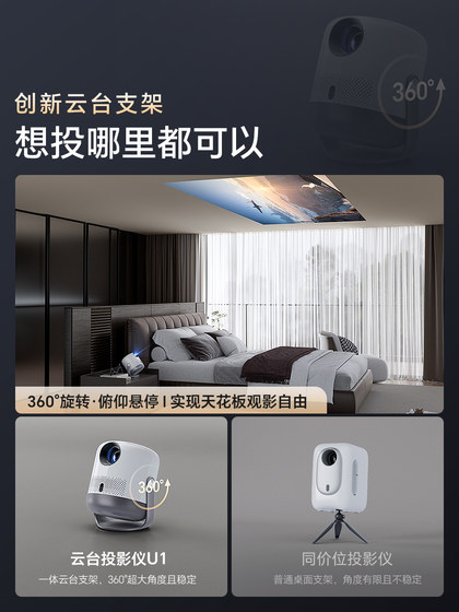 虾皮新款U1投影仪家用智能超高清手机投屏卧室客厅投墙家庭影院小型宿舍便携式投影机