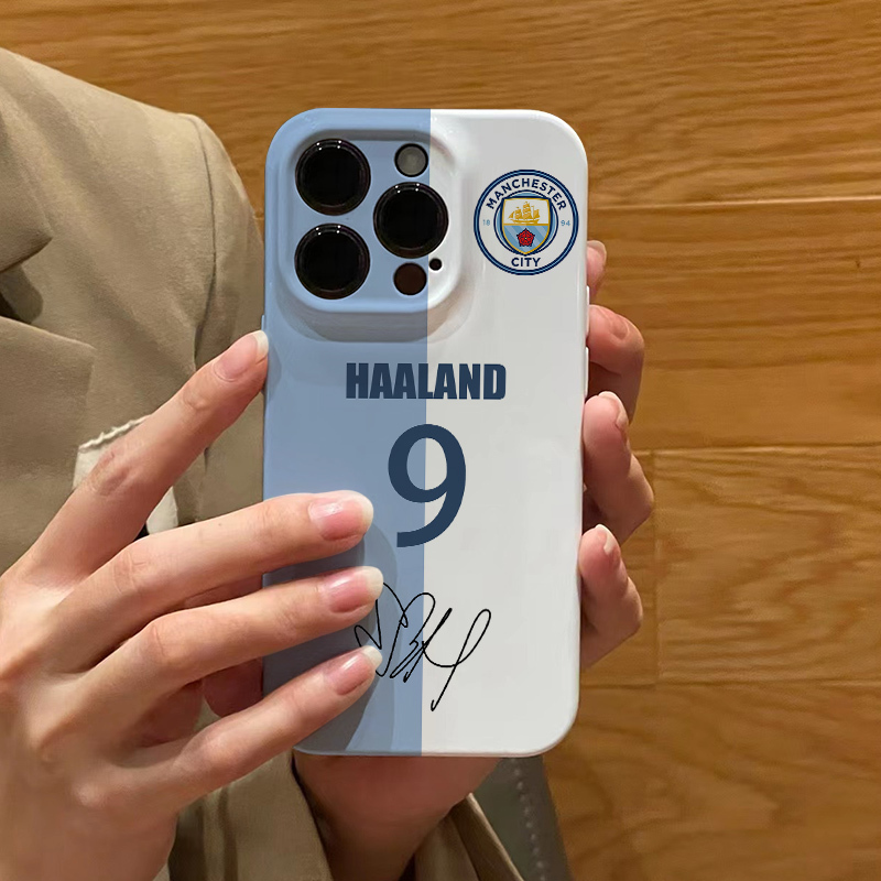Manchester City Haaland Suitable for Apple 15 Pro Max Phone Case Tpu Soft Case iPhone 14 High-End Feel 13 Pro Male 12 Female 16 New Model Xr Protective Case XS Max Film Case Plus Personalized