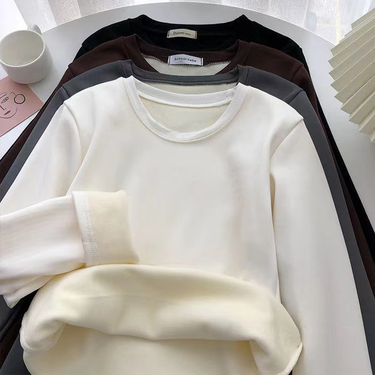 Gush autumn winter hit undershirt woman autumn winter warm inner lap blouse 2023 new loose 100 hitch long sleeve t-shirt ins tide-Taobao