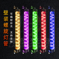 Colorful acrylic spiral lamp 360-degree luminous round tube LED light box advertising door sign T8 wall-mounted lamp