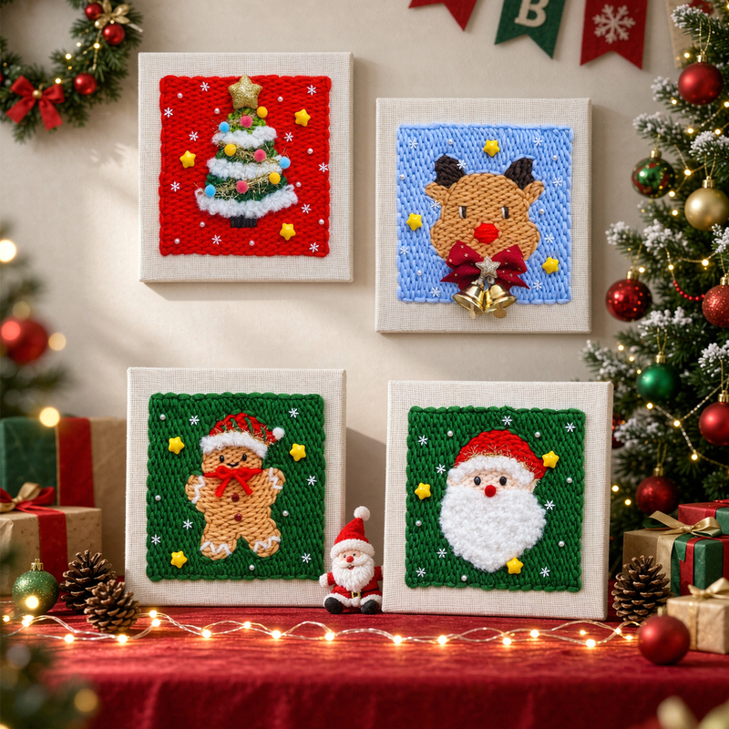 Xiwuyu Christmas DIY Material Punch Needle Embroidery Kit Handmade Knitting Christmas Gift Decoration