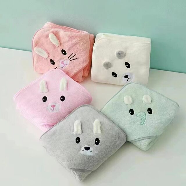 Newborn swaddle, coral velvet wrap, children's bath towel, embroidered blanket, hooded cloak, hooded wrap, baby cloak