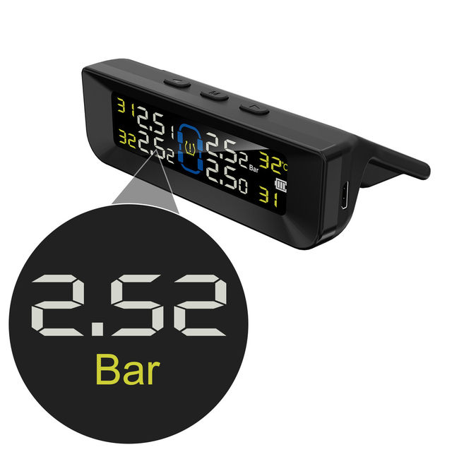 Solar tire pressure monitor color screen digital tire pressure monitoring system high-precision car special TPMS
