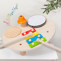 Young children wooden multifunctional percussion instrument Percussion Instrument Baby Games Table Racks Subdrum Music Desk Puzzle Toys