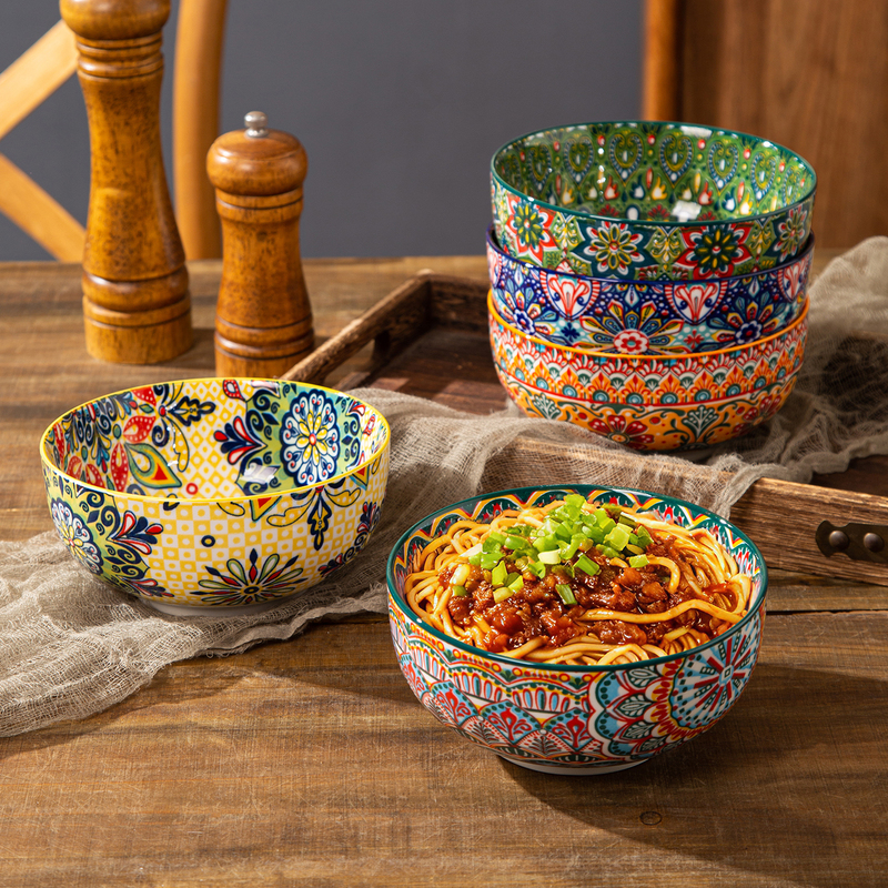 Retro Ceramic Noodle Bowl, Underglaze Color, New Household Soup Noodle Bowl, Instant Noodle Bowl, Rice Bowl, Noodle Eating Bowl, Large Bowl