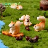 Образцы могут быть обработаны микро-пейзаж сочные украшения сада милый белка орех сосновая шишка дом кленовый лист смола