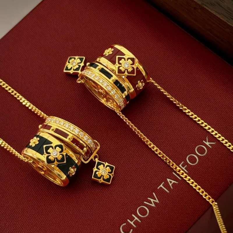 Wanxiang Series Gold-Plated Silver Treasure Flower Necklace for Women, Four-Leaf Clover Gold-Plated Chain, Fashionable Clavicle Chain, Gift