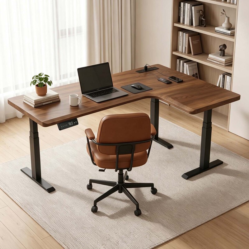 Yundoudou North American Black Walnut Corner Table Smart Electric Height Adjustable Corner Computer Desk All Solid Wood Office Desk Yundoudou North American Black Walnut Corner Table Smart Electric Height Adjustable Corner Computer Desk All Solid Wood Office Desk