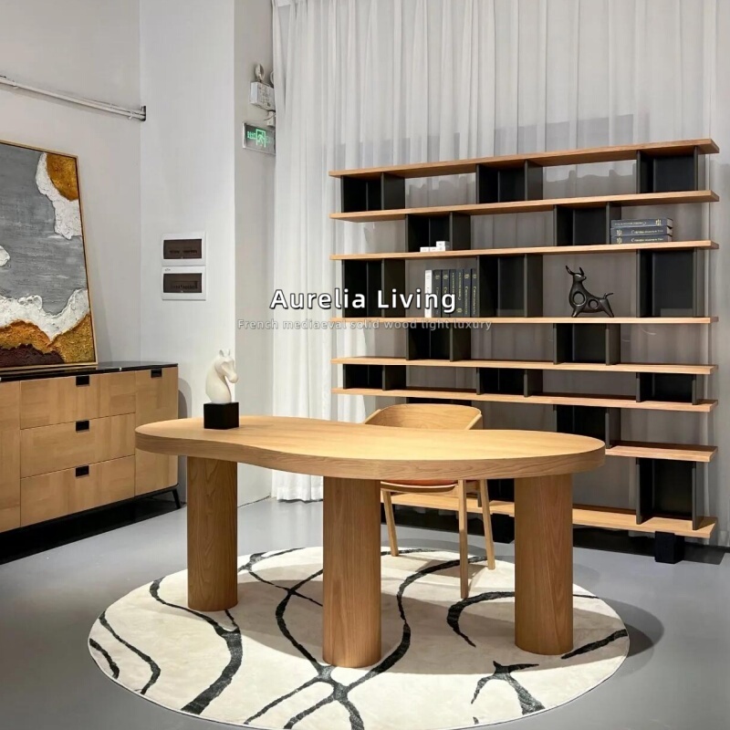 Wabi-Sabi Style Irregular Desk, Italian Minimalist Vintage Designer Desk, High-End Trendy Solid Wood Office Desk Wabi-Sabi Style Irregular Desk, Italian Minimalist Vintage Designer Desk, High-End Trendy Solid Wood Office Desk