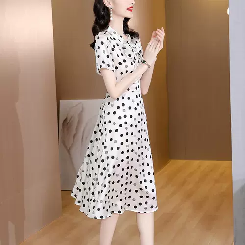 Polka Dotin Dress Женская летняя новая мода стильная v-n