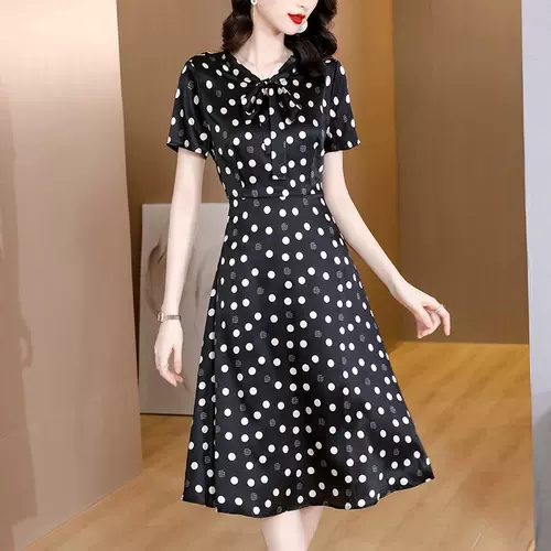 Polka Dotin Dress Женская летняя новая мода стильная v-n