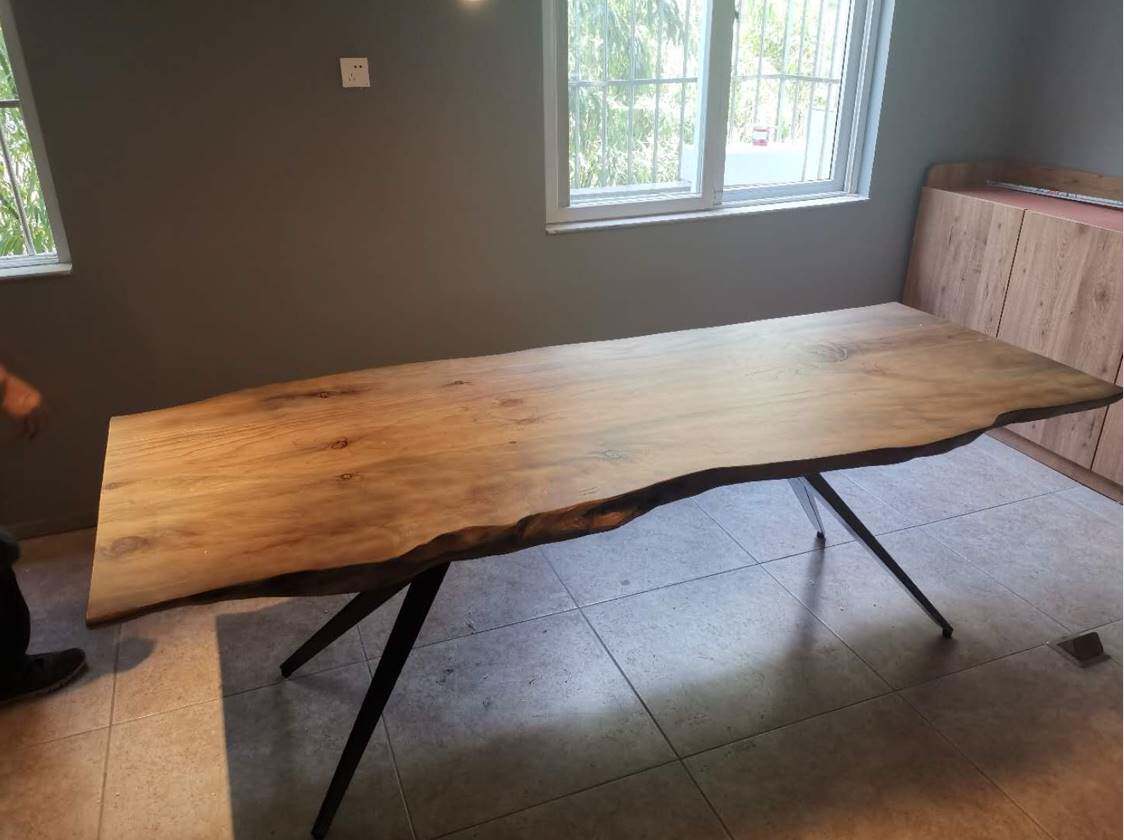 Nordic Log Large Plate Table Creativity Iron Art Desk Natural side personality Mind tea table computer log table-Taobao