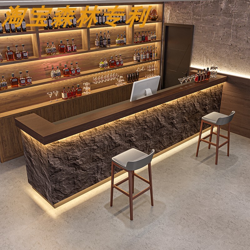 Wabi-Sabi Style Bar, Cafe, Bar Counter, Barbecue Restaurant, Cash Register, Cement Gray Homestay Front Desk, Gym Reception Desk