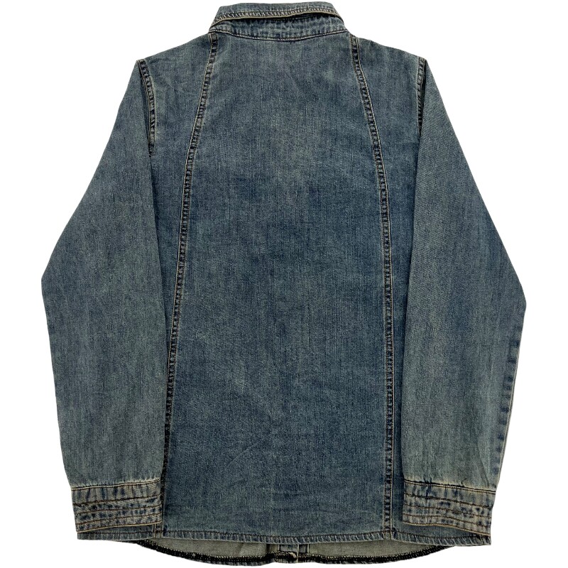 Джинсовая рубашка vintage古着美式复古阿美咔叽水洗做旧长袖日系牛仔衬衫男女n2