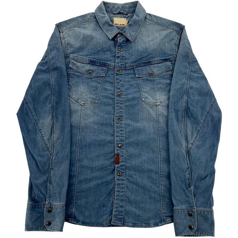 Джинсовая рубашка vintage古着美式复古阿美咔叽水洗做旧长袖日系牛仔衬衫男女n2