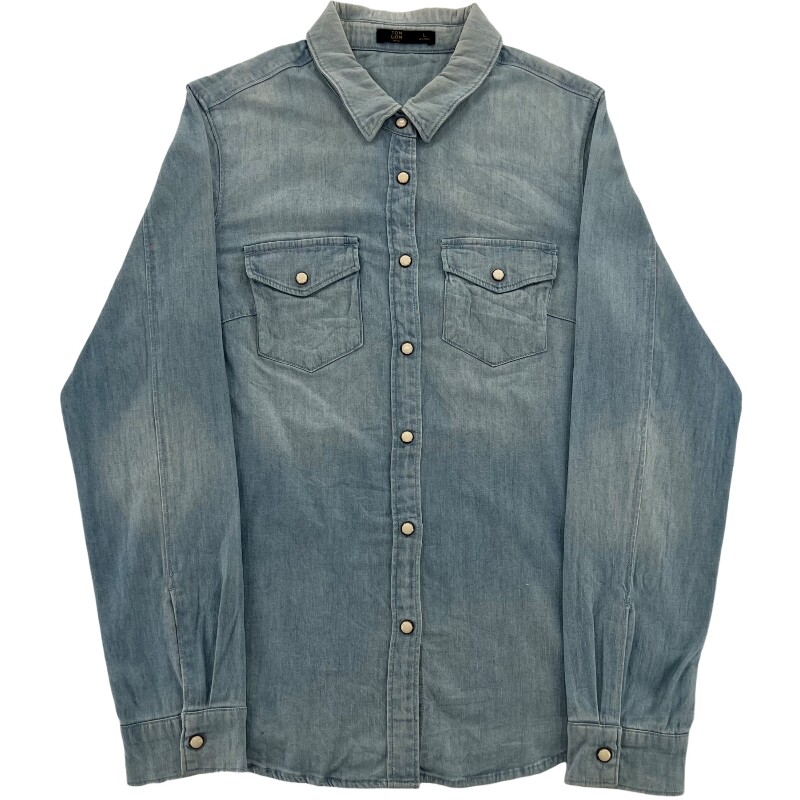 Джинсовая рубашка vintage古着美式复古阿美咔叽水洗做旧长袖日系牛仔衬衫男女n2