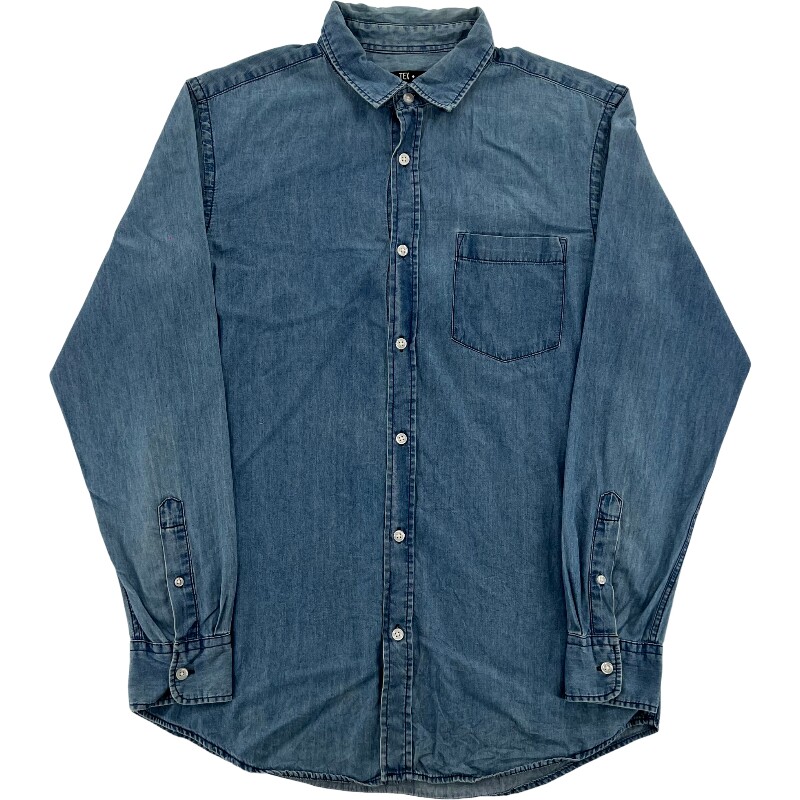 Джинсовая рубашка vintage古着美式复古阿美咔叽水洗做旧长袖日系牛仔衬衫男女n2