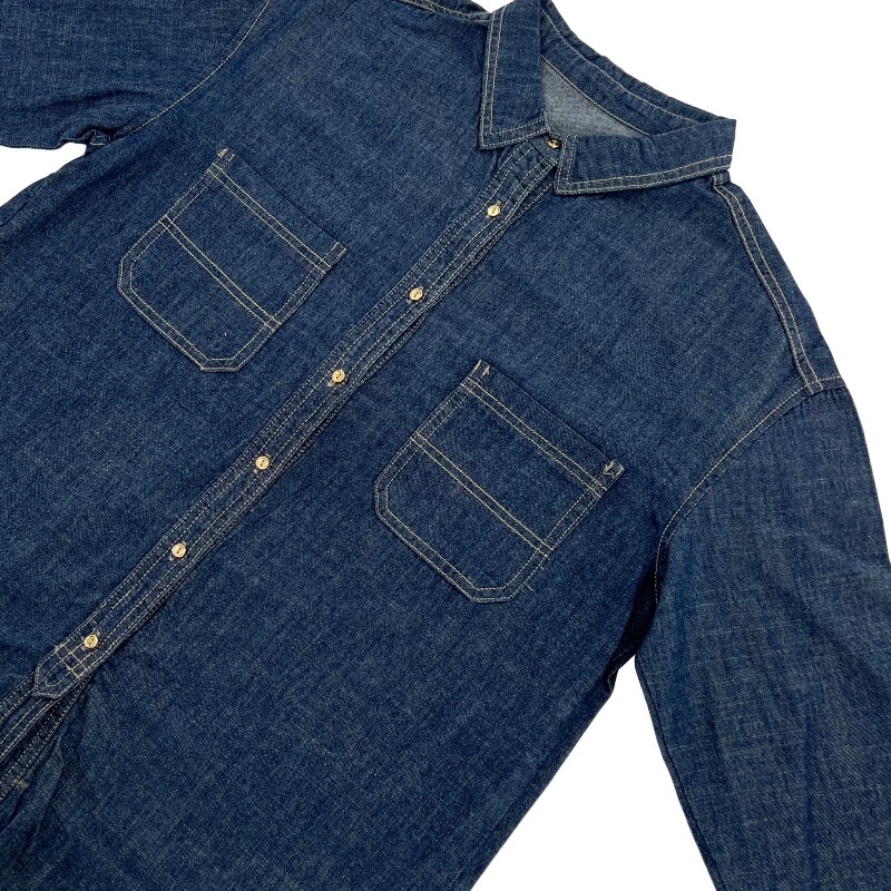 Джинсовая рубашка vintage古着美式复古阿美咔叽水洗做旧长袖日系牛仔衬衫男女n2