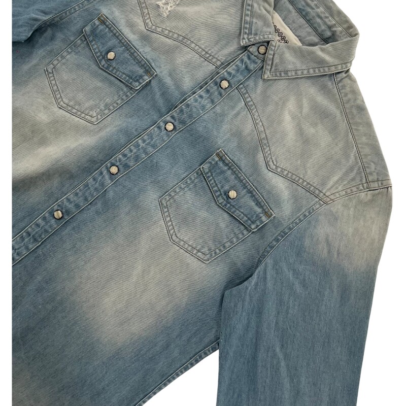 Джинсовая рубашка vintage古着美式复古阿美咔叽水洗做旧长袖日系牛仔衬衫男女n2