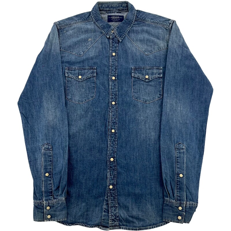 Джинсовая рубашка vintage古着美式复古阿美咔叽水洗做旧长袖日系牛仔衬衫男女n2