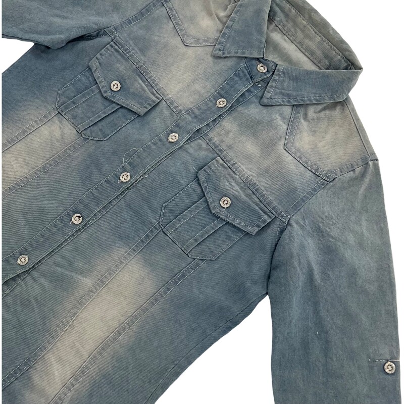 Джинсовая рубашка vintage古着美式复古阿美咔叽水洗做旧长袖日系牛仔衬衫男女n2